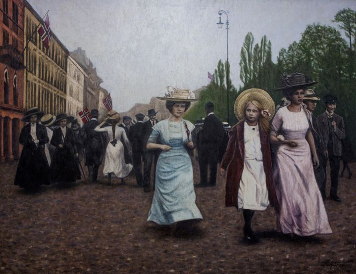 På Karl Johans gate, Kristiania, 17. mai 1910